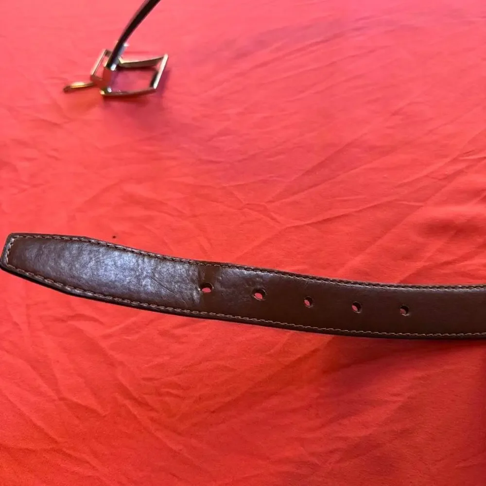 George black faux leather belt with a metal Silver-toned buckle- Size M44